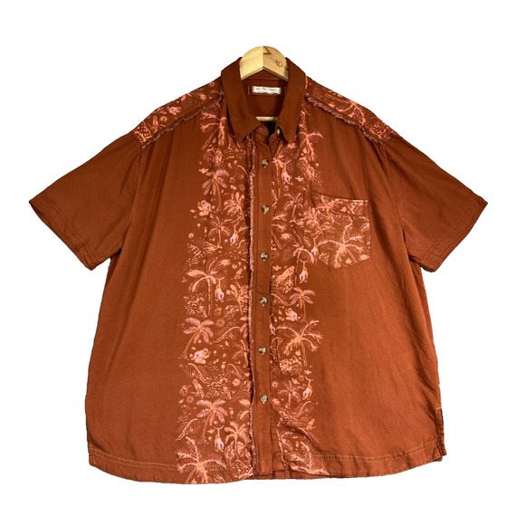 We the Free Shirt Womens Medium Rust Share Good Vibes Tropical Monkey Fringe - Picture 1 of 16